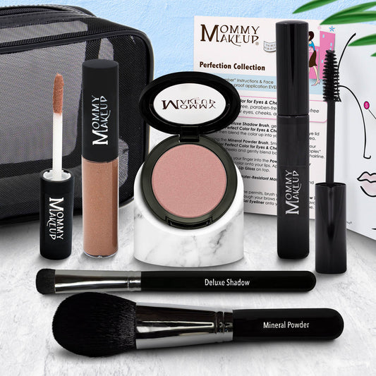 The Perfection Collection | Customizable, Talc-free, Silicone-free Makeup Set - Select Your Own Shades Sugar Cookie - a creamy vanilla with a pink and golden gleam Coco - a sheer cool cocoa with pearl