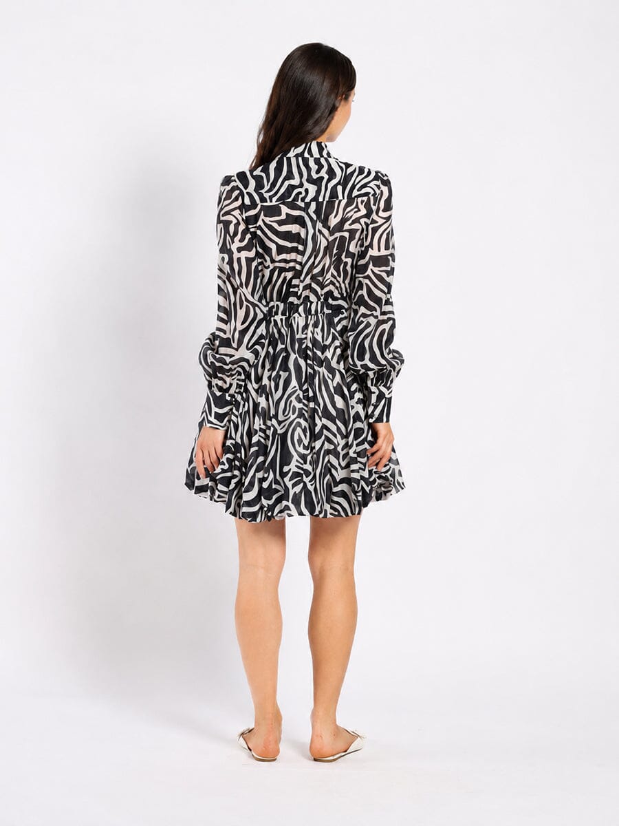 Printed Mini Dress with a Balloon Skirt Silhouette