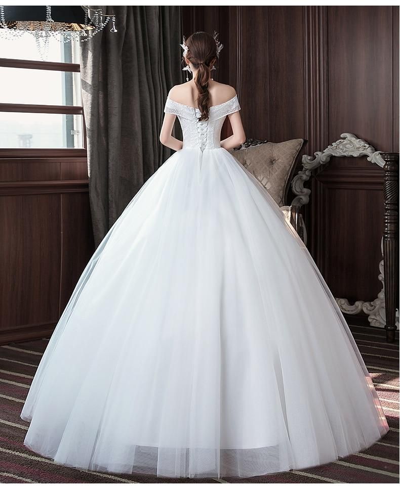 Sexy New Wedding Dress Elegant Boat Neck Gown