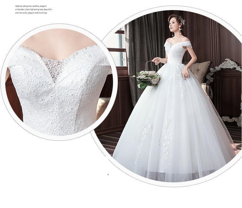 Sexy New Wedding Dress Elegant Boat Neck Gown
