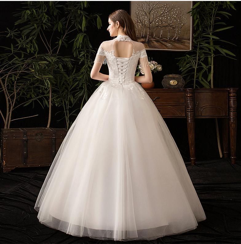 Vintage High Neck Short Sleeve Wedding Dress