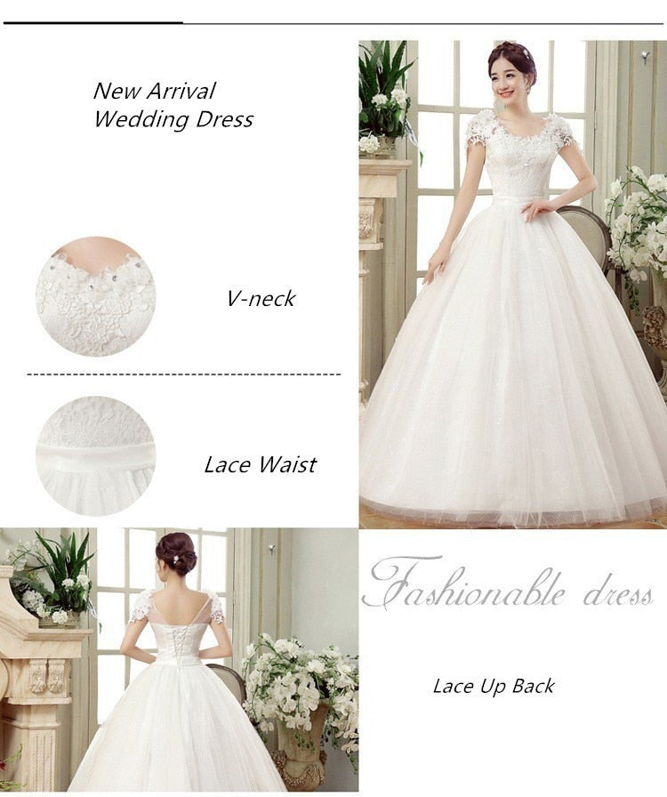 Vintage Lace Wedding Cap Sleeves Ball Gowns