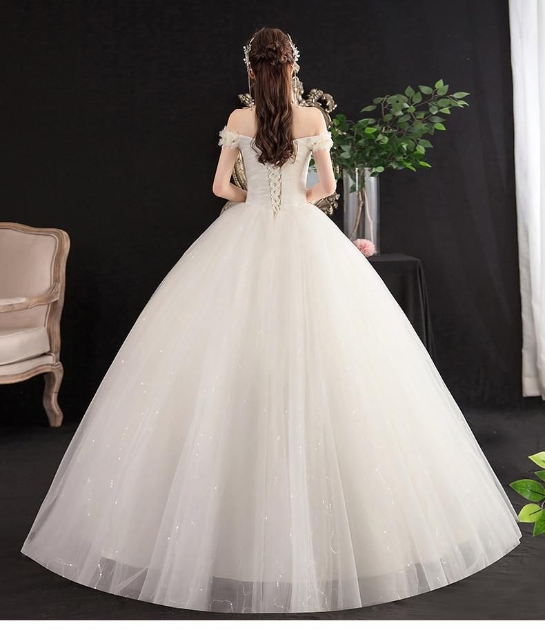 Sexy New Champagne Boat Neck Off The Shoulder Wedding Dress