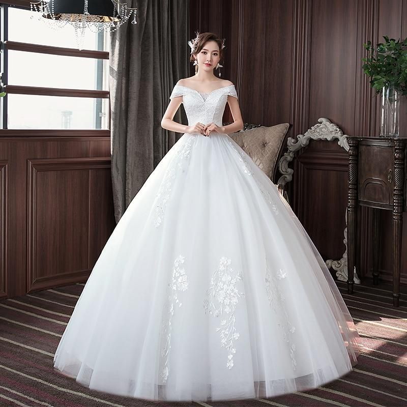 Sexy New Wedding Dress Elegant Boat Neck Gown