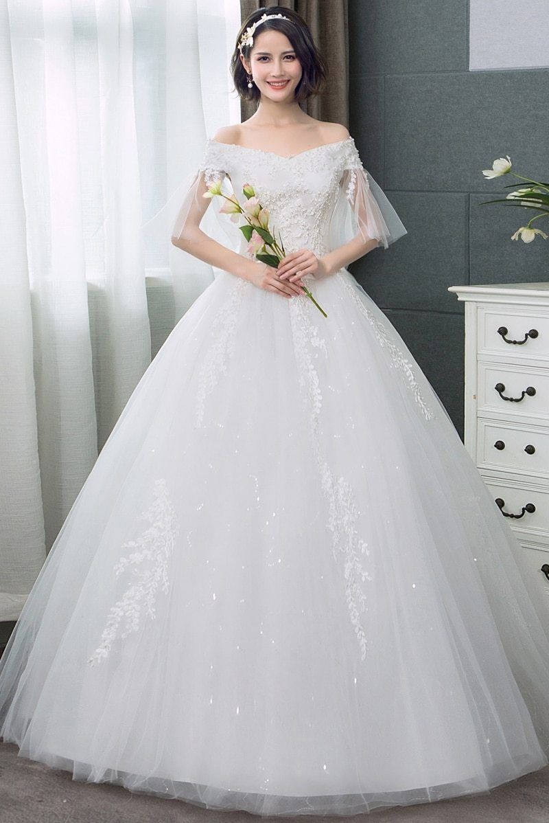 Sexy Off Shoulder Wedding Dress Korean Style