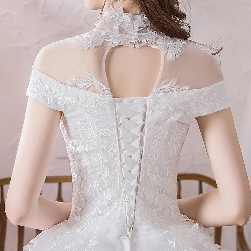 Vintage High Neck Luxury Wedding Dress with Short Sleeve