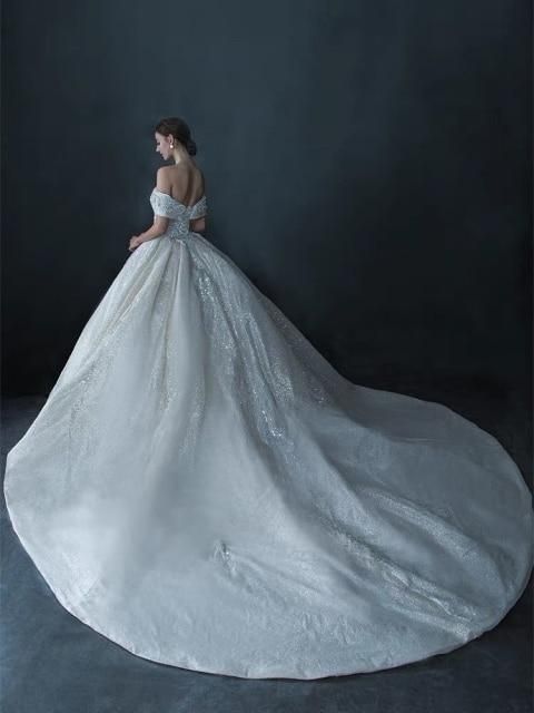 Luxury Wedding Dress Lace Sequins Beaded Crystal Gown