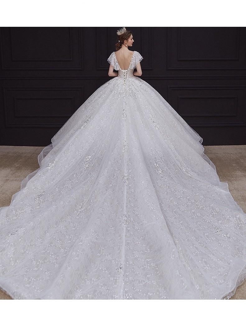 Luxury White Wedding Dress with Crystal Beads