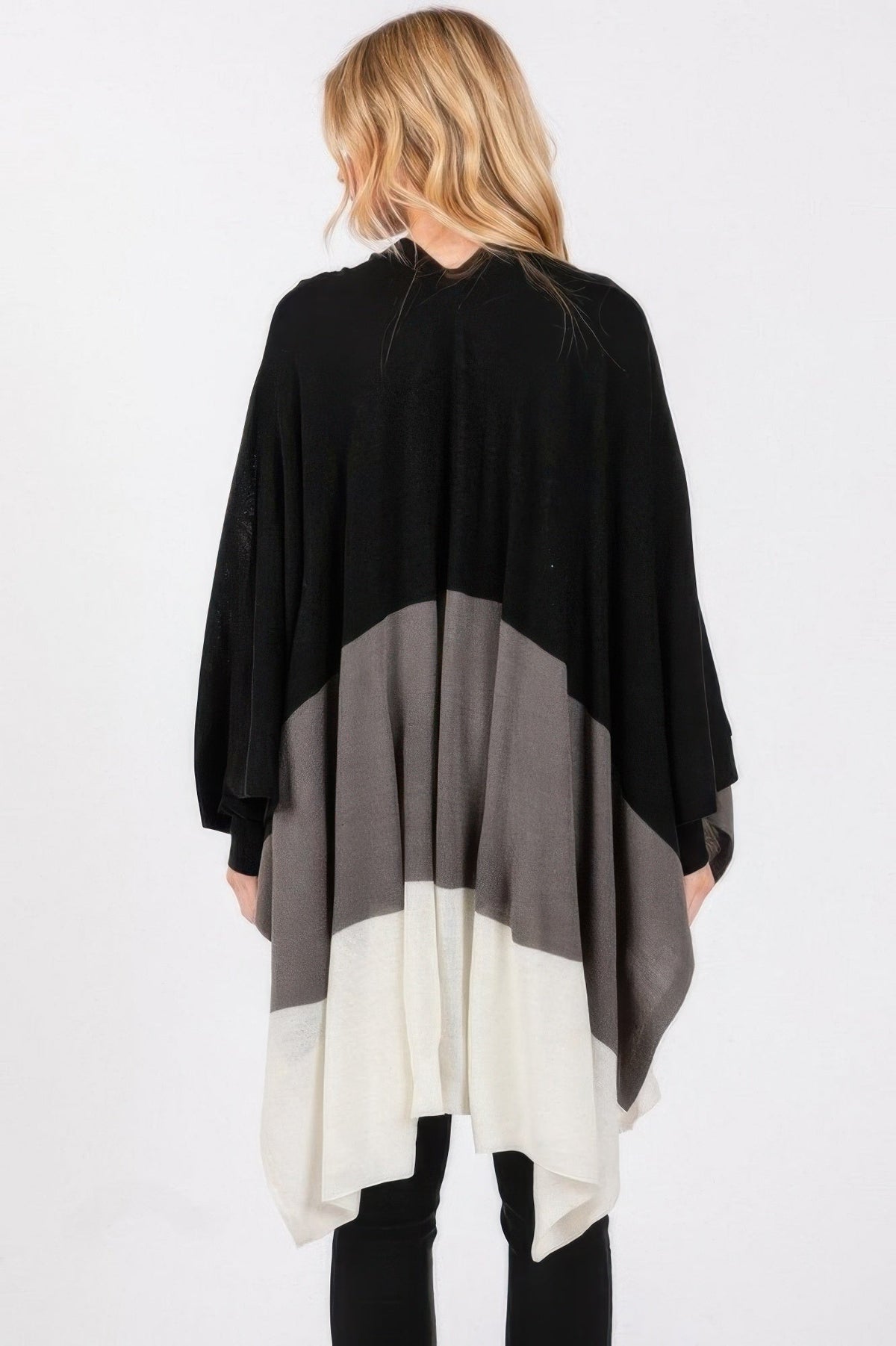 Three Tone Lightweight Ruana Poncho