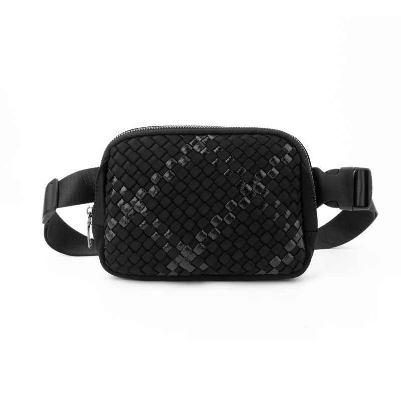 The Ella | Woven Neoprene Belt Bag Onyx