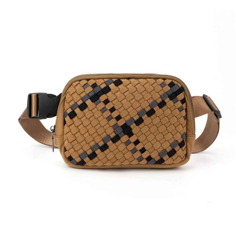 The Ella | Woven Neoprene Belt Bag Cognac