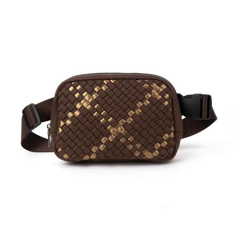 The Ella | Woven Neoprene Belt Bag Chocolate