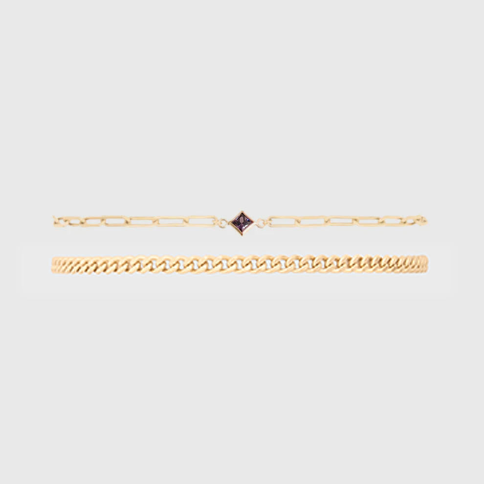 birthstone + gabi curb bracelet stack