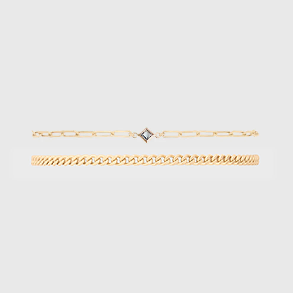 birthstone + gabi curb bracelet stack