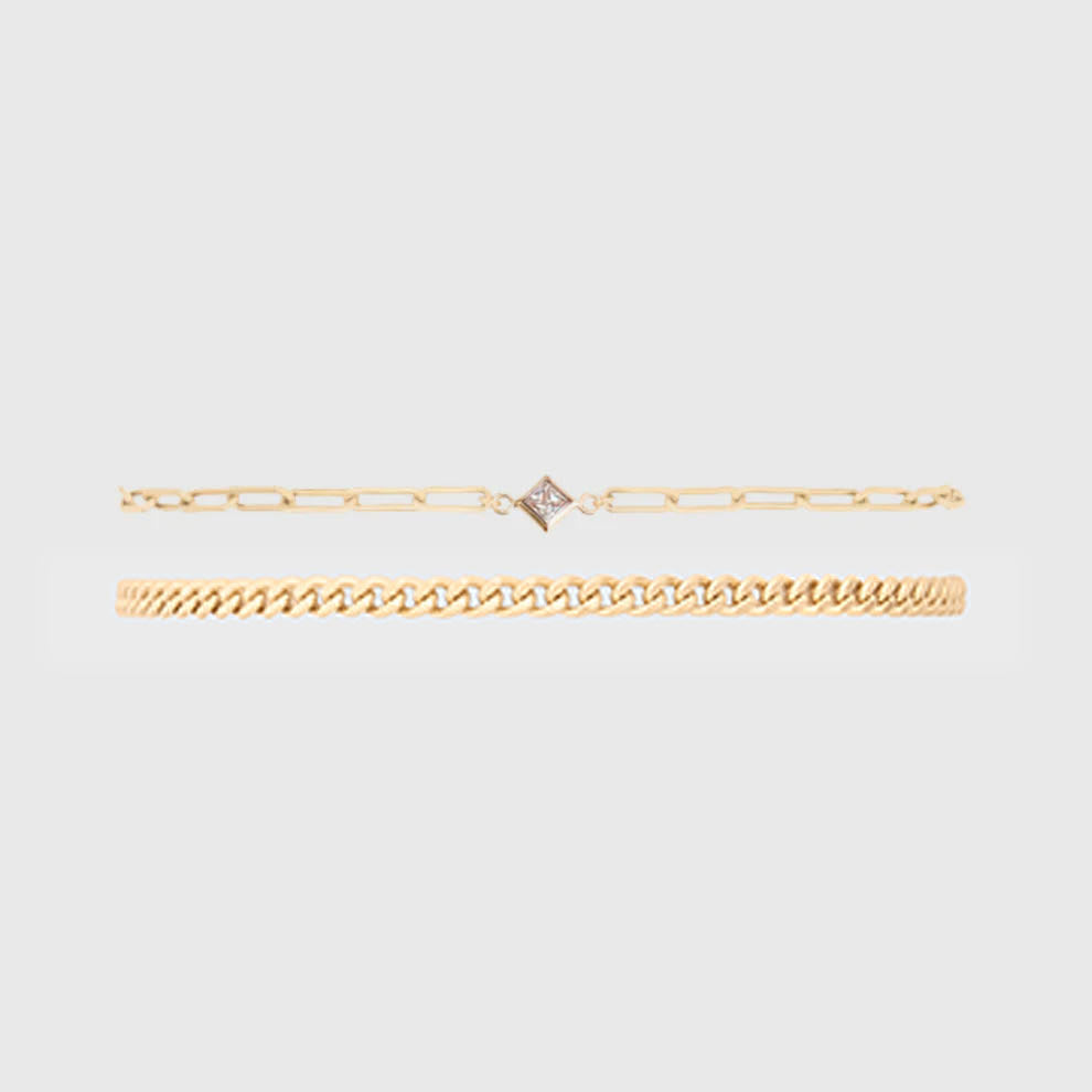 birthstone + gabi curb bracelet stack