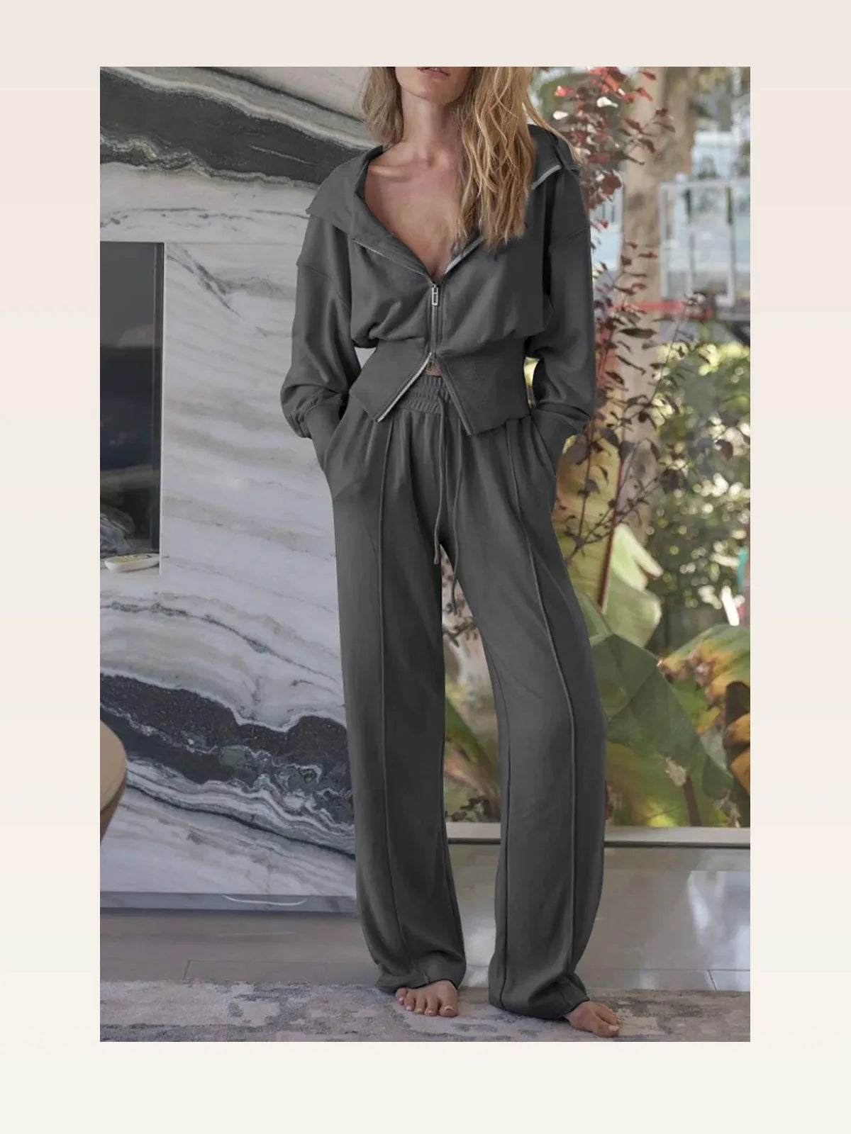 Zip-Up Hoodie and Pants Active Set